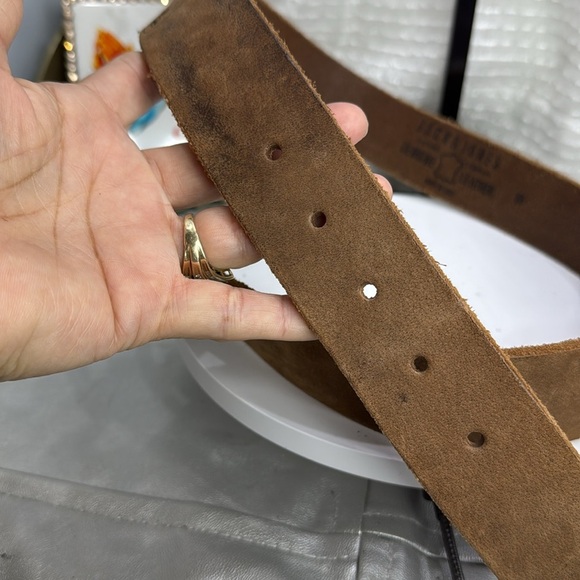 (H) Jack & Jones Men's Vintage Buffalo Leather Belt,Made in Italy, Brown,Size 85 - Picture 6 of 14